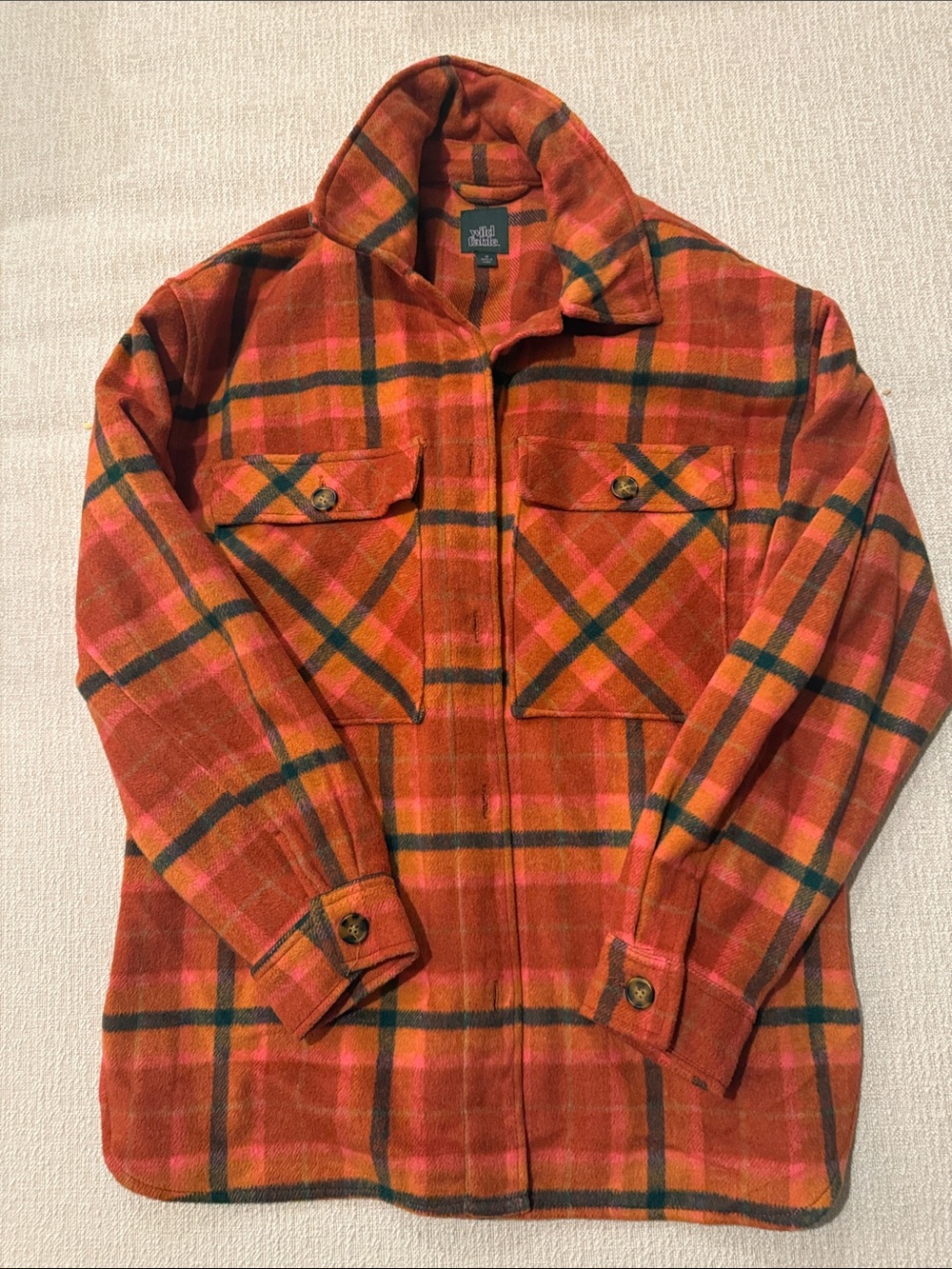 Woman’s Orange Plaid Wool-Blend Jacket